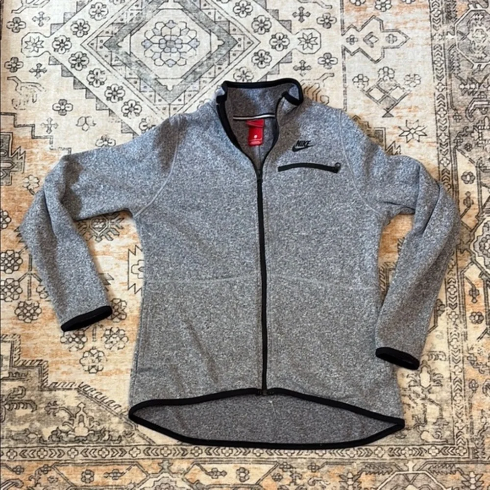 NIKE L Full Zip Fleece Summit Jacket Heather Grey & Black Zipper